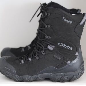 Oboz Bridger 10" Insulated Winter Snow B-Dry Waterproof Black Boots Men 10